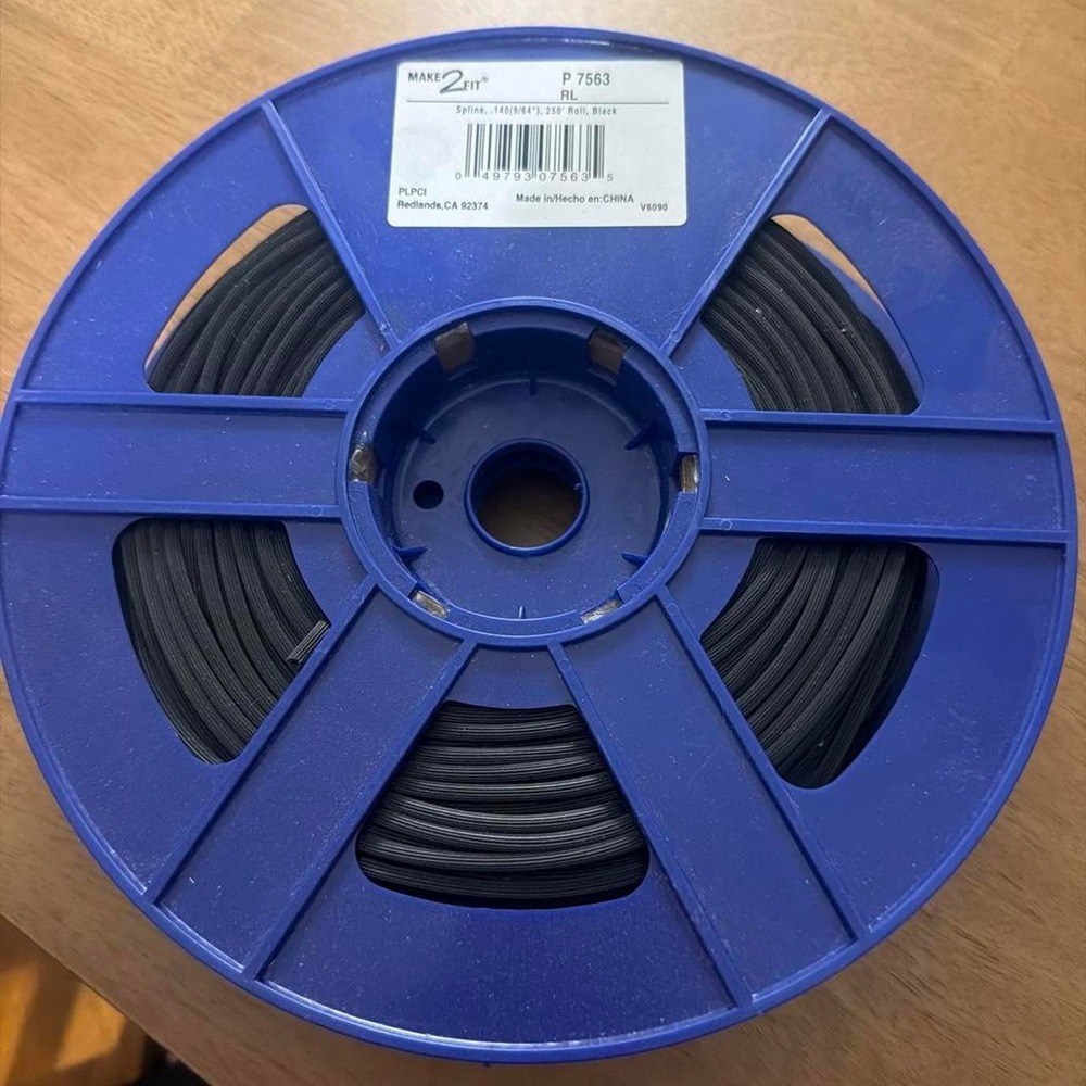 Make2Fit P 7563 Black Screen Spline .140 9/64 Inch Vinyl Roll Home Repair